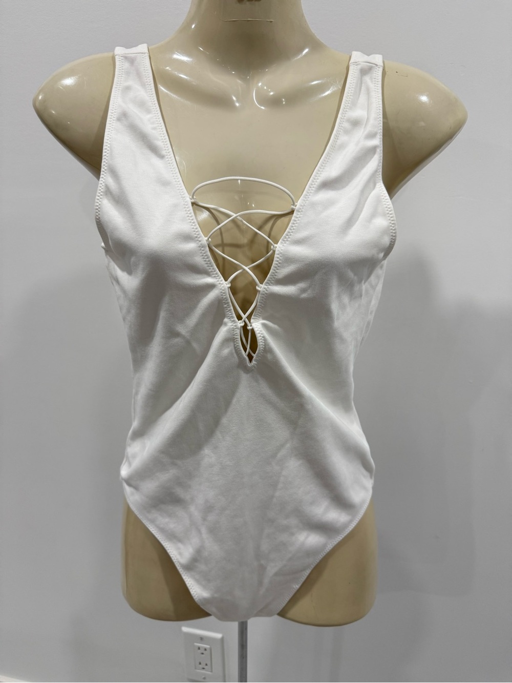 Wilfred White Lace-Up Deep V Bodysuit